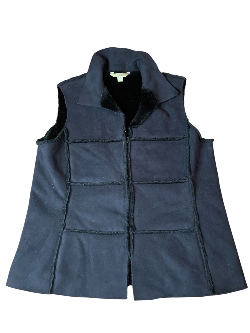 Proportion Petite Conrad C Black Faux Suede & Faux Fur Lined Vest - Size 12